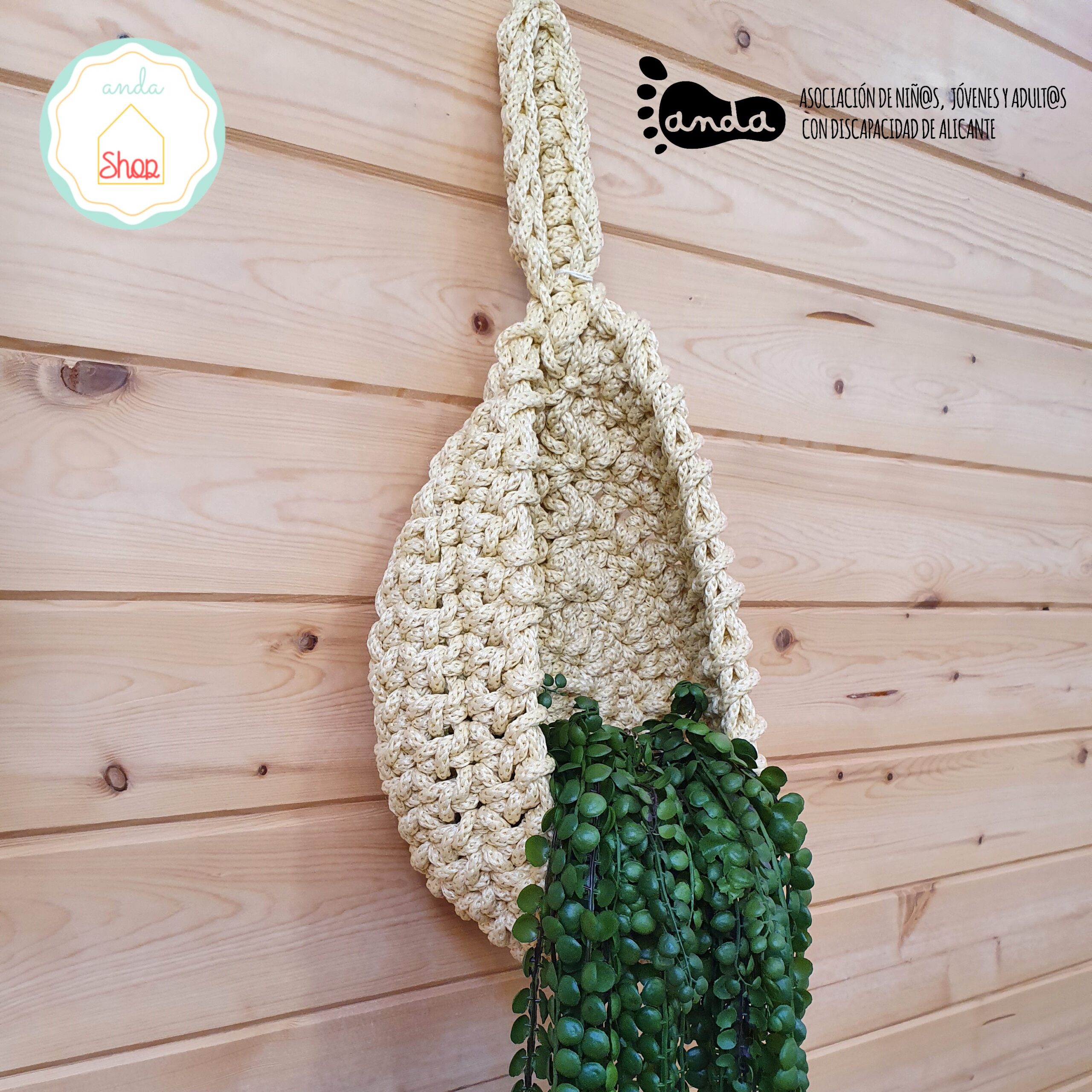 Macetero cesta crochet colgante grande – Anda Shop